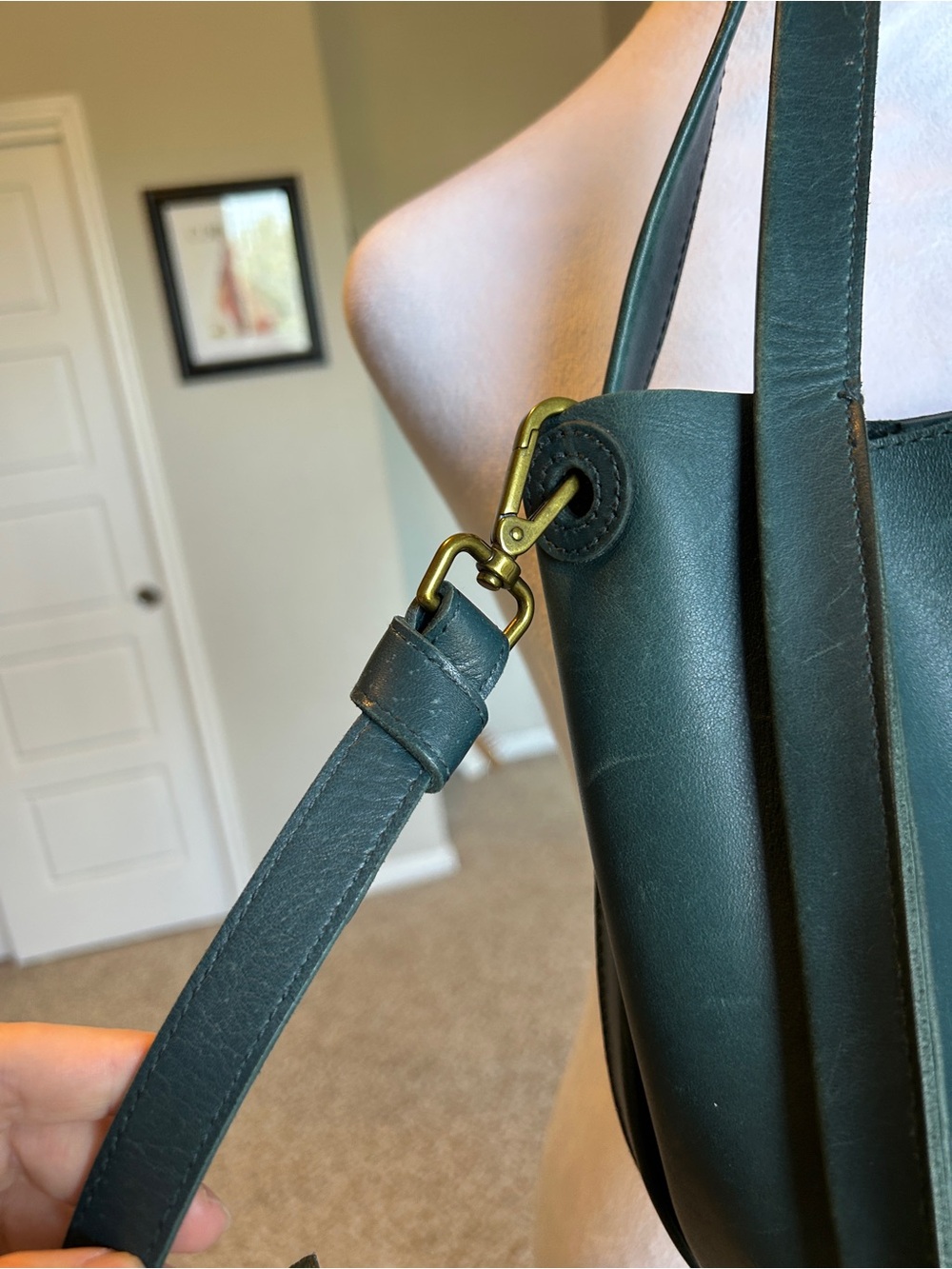 Madewell Sydney Crossbody Bag Mineral Blue Buttery Leather Teal - Picture 12 of 16